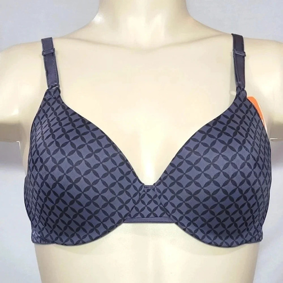 34B Warner's 1593 01593 Simply Perfect Cushioned Comfort Underwire Bra‎ Gunmetal - Picture 1 of 3